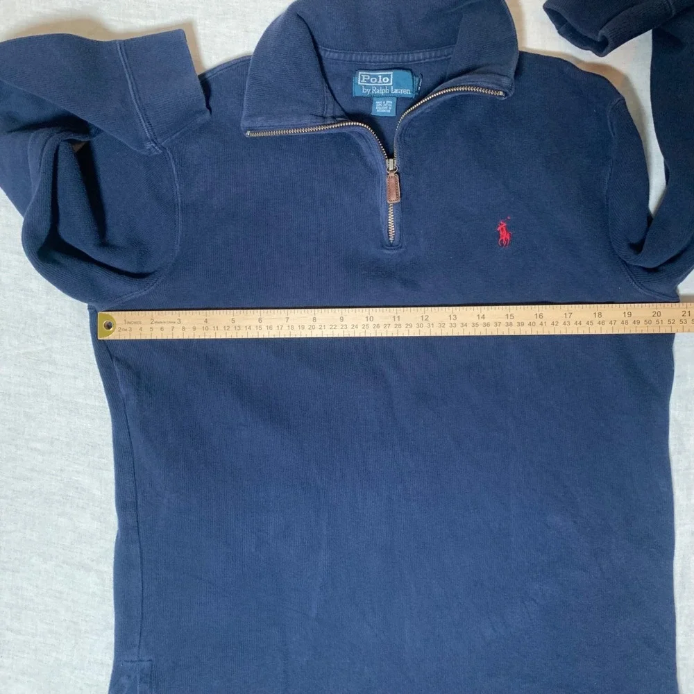 Polo Ralph Lauren Quarter Zip‎ Pullover Mens M Navy Blue Excellent Cotton Pony